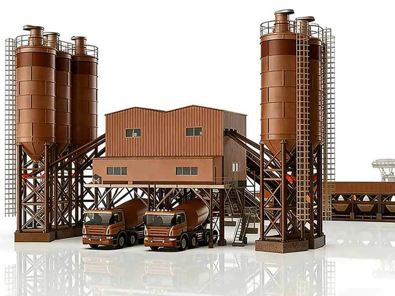Stationary concrete batching plant